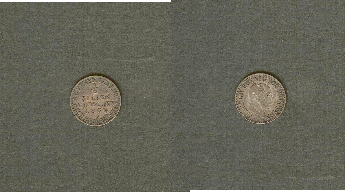 Germany Prussia 1/2 silver groschen 1867B gVF